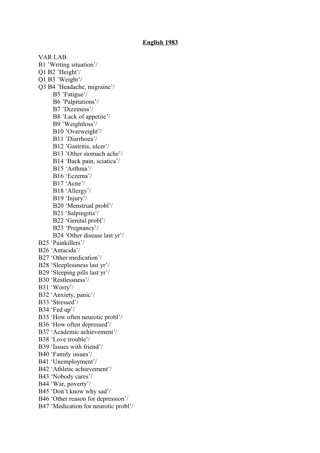 English Variable Names 1983