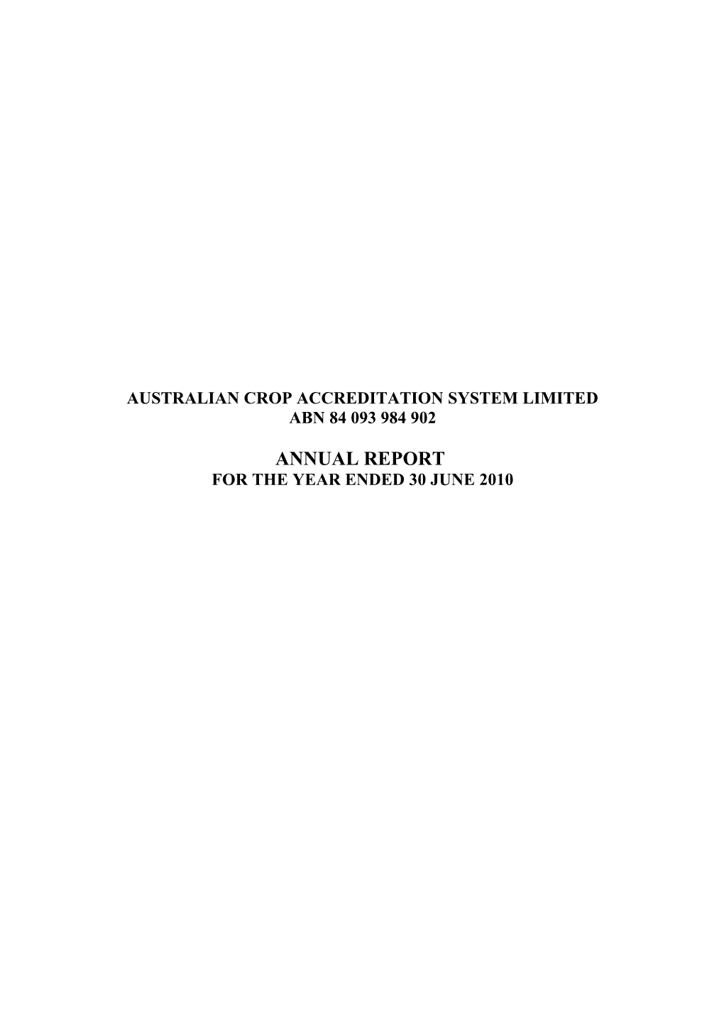 Australian Crop Accreditation System Limited