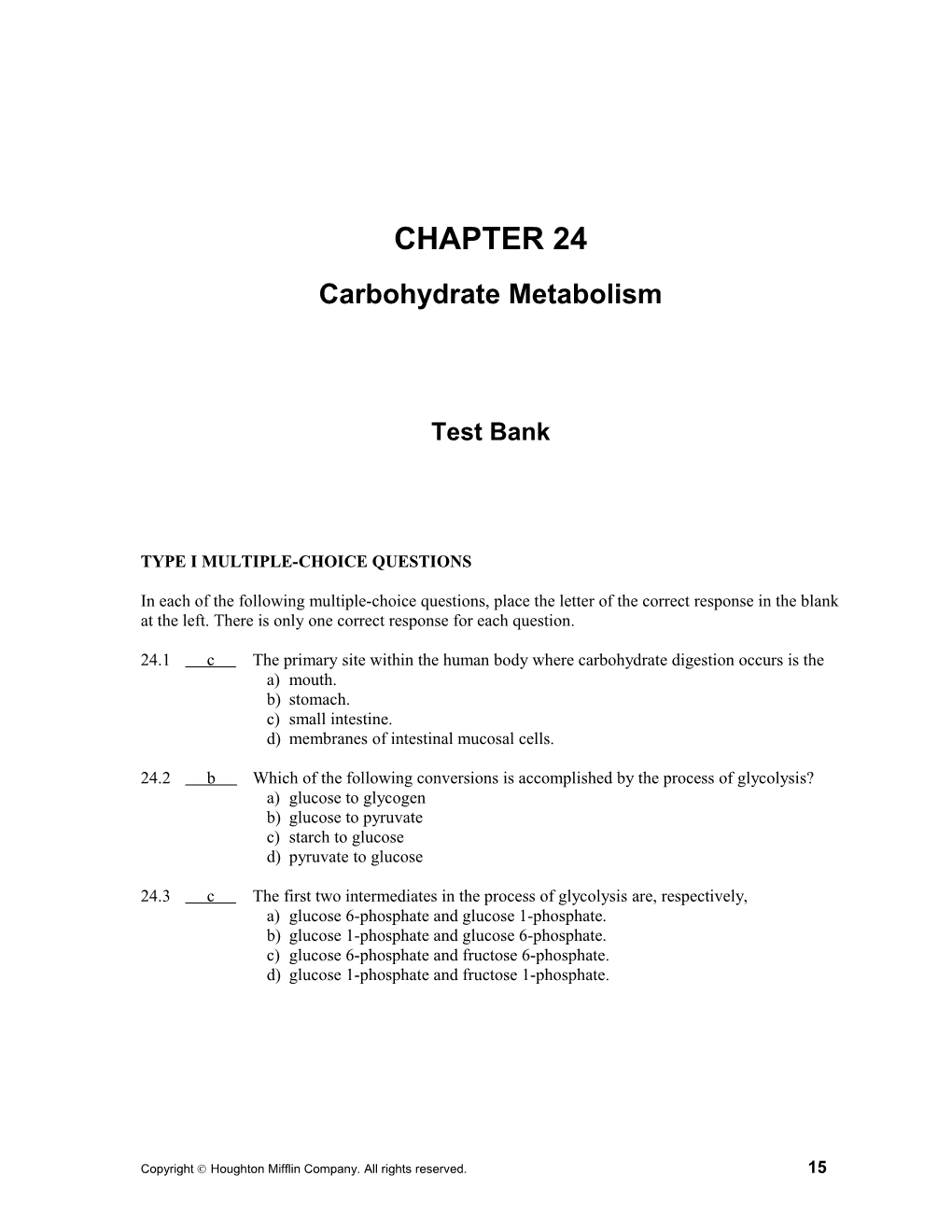 Type I Multiple-Choice Questions