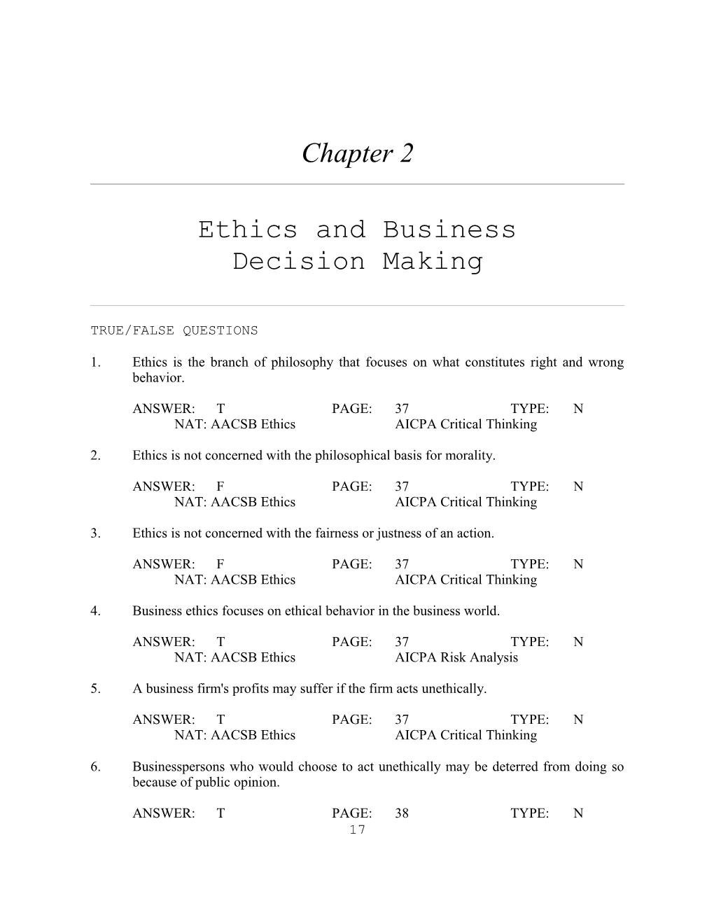 Chapter 2: Ethics and Business Decision Making 1