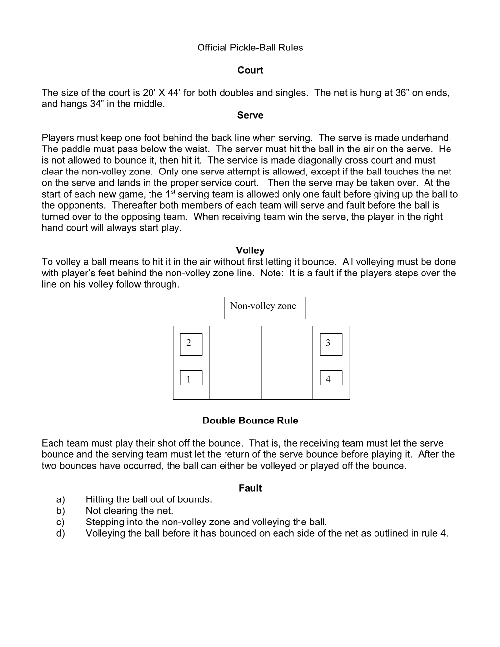 Official Pickle-Ball Rules