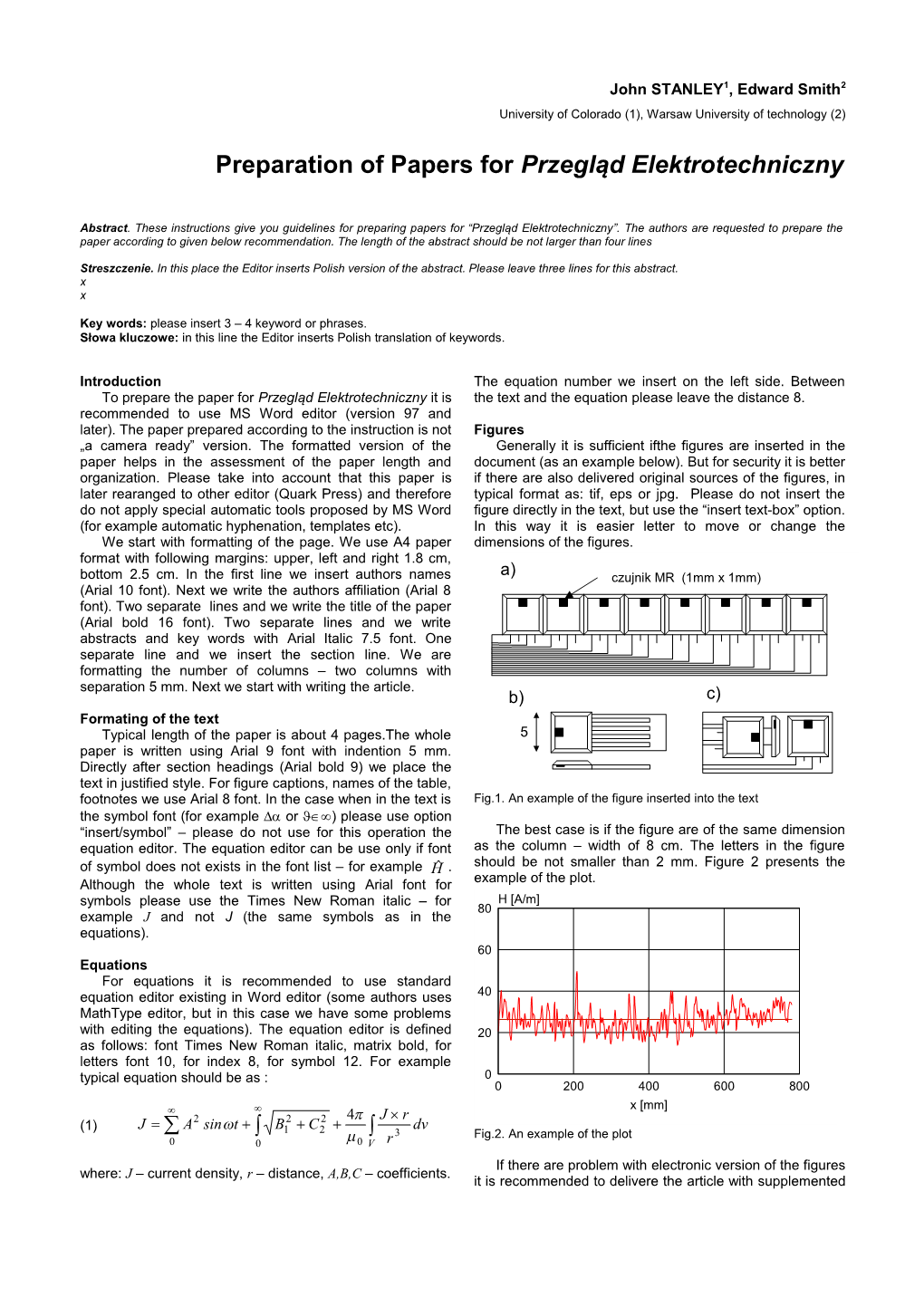 Preparation of Papers for Przegląd Elektrotechniczny