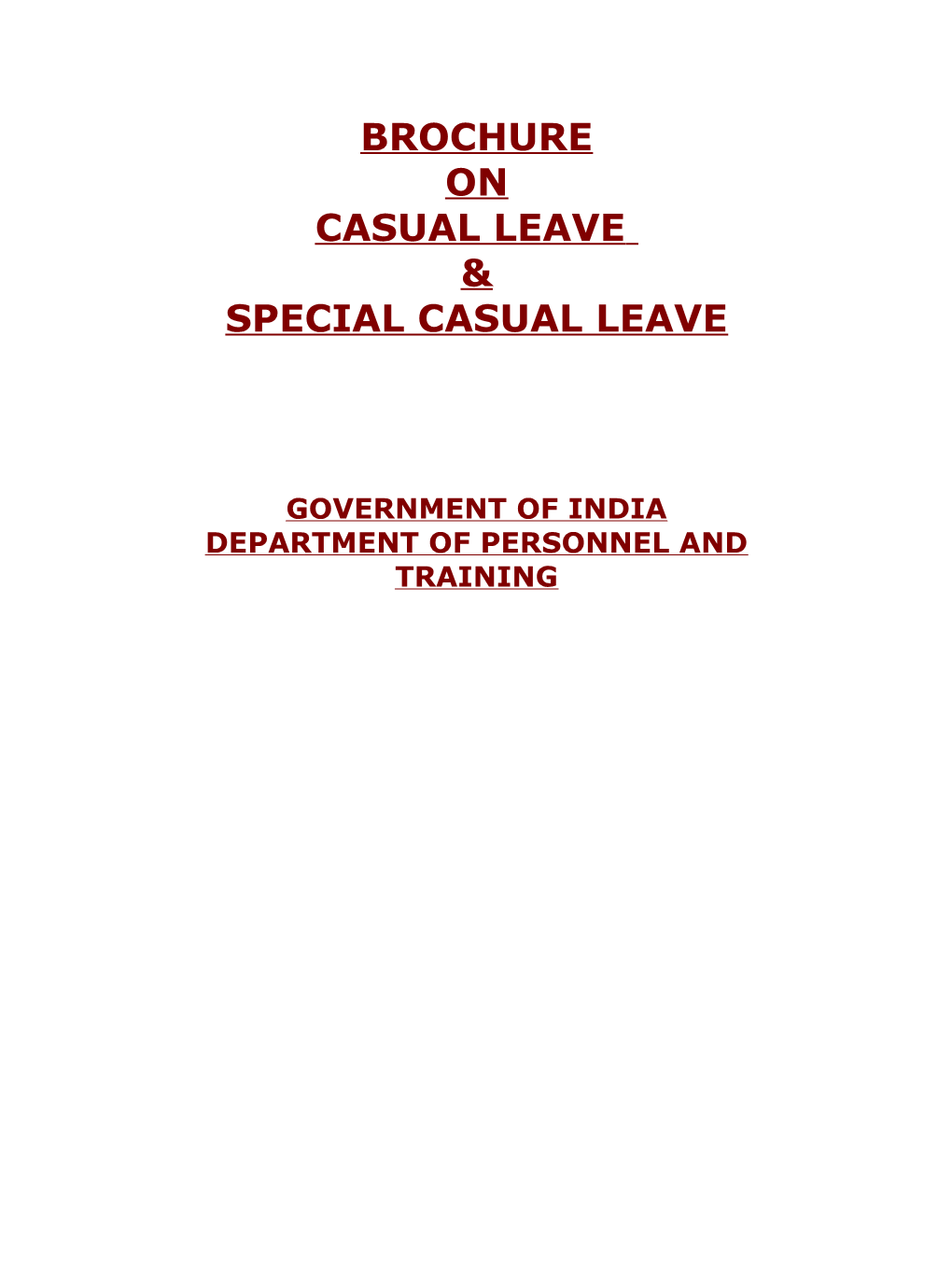 Government of India Department of Personnel and Training