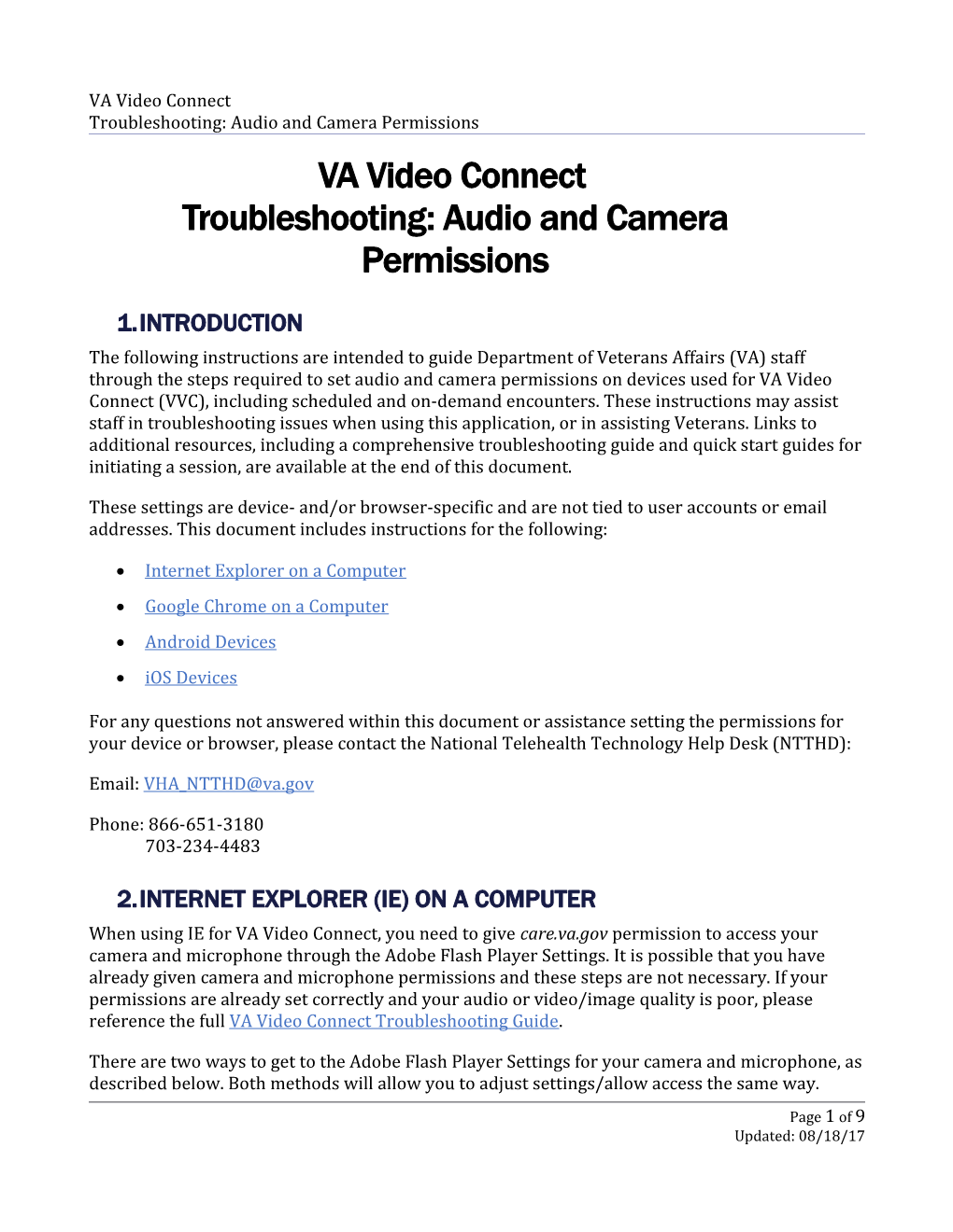 VA Video Connect Troubleshooting: Audio & Camera Permissions