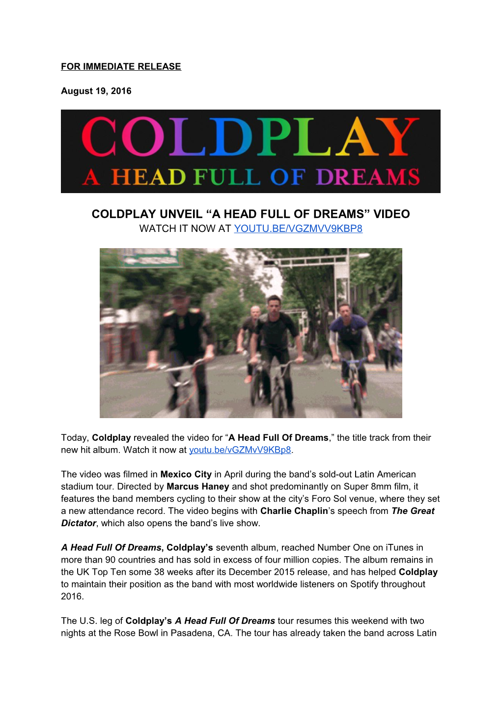 Coldplay Unveil a Head Full of Dreams Video s1