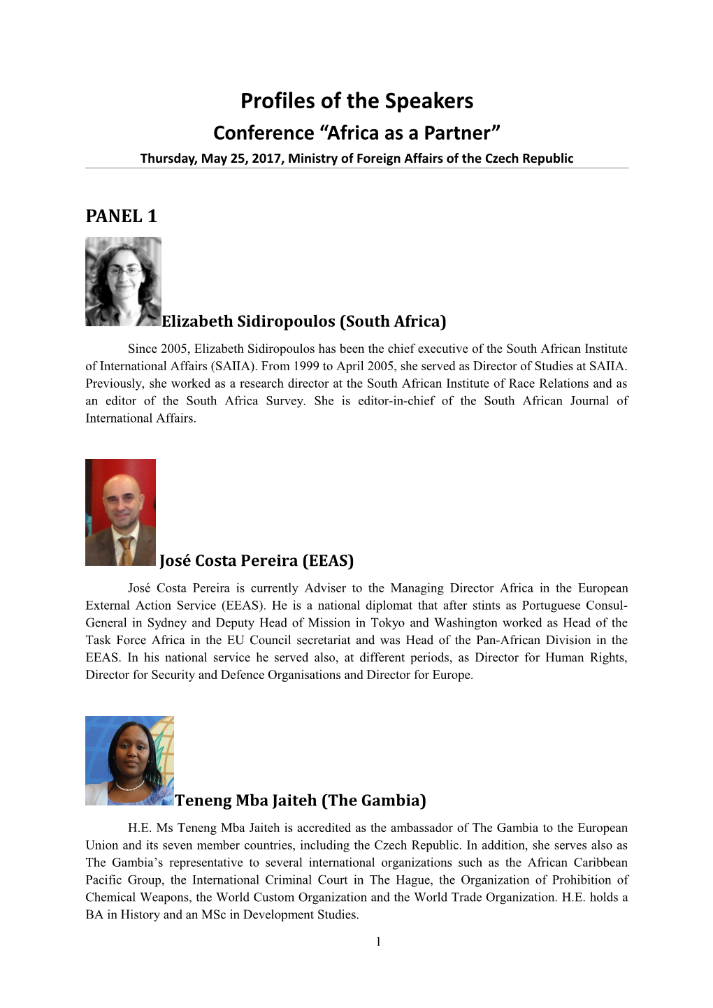 Profiles of the Speakers