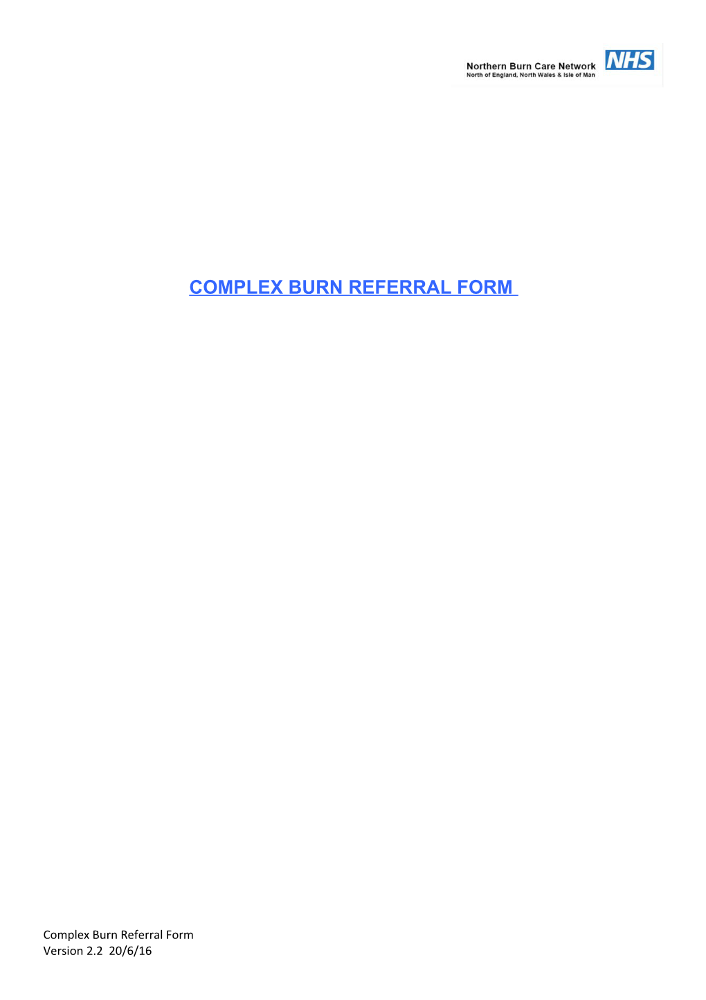 Complex Burn Referral Form