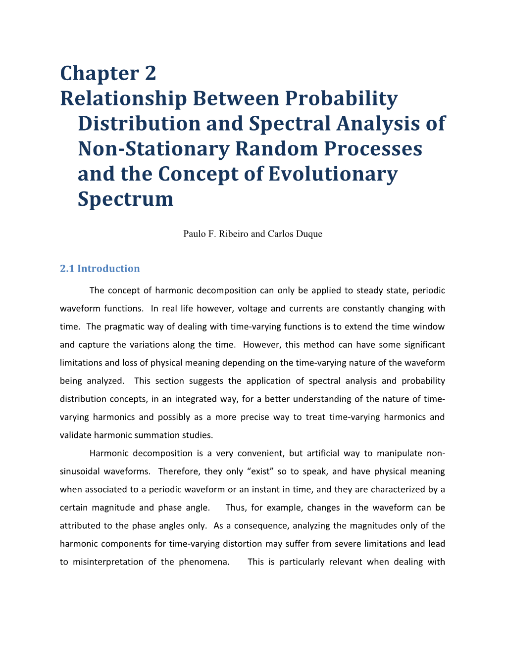 Relationship Between Probability Distribution and Spectral Analysis of Non-Stationary Random