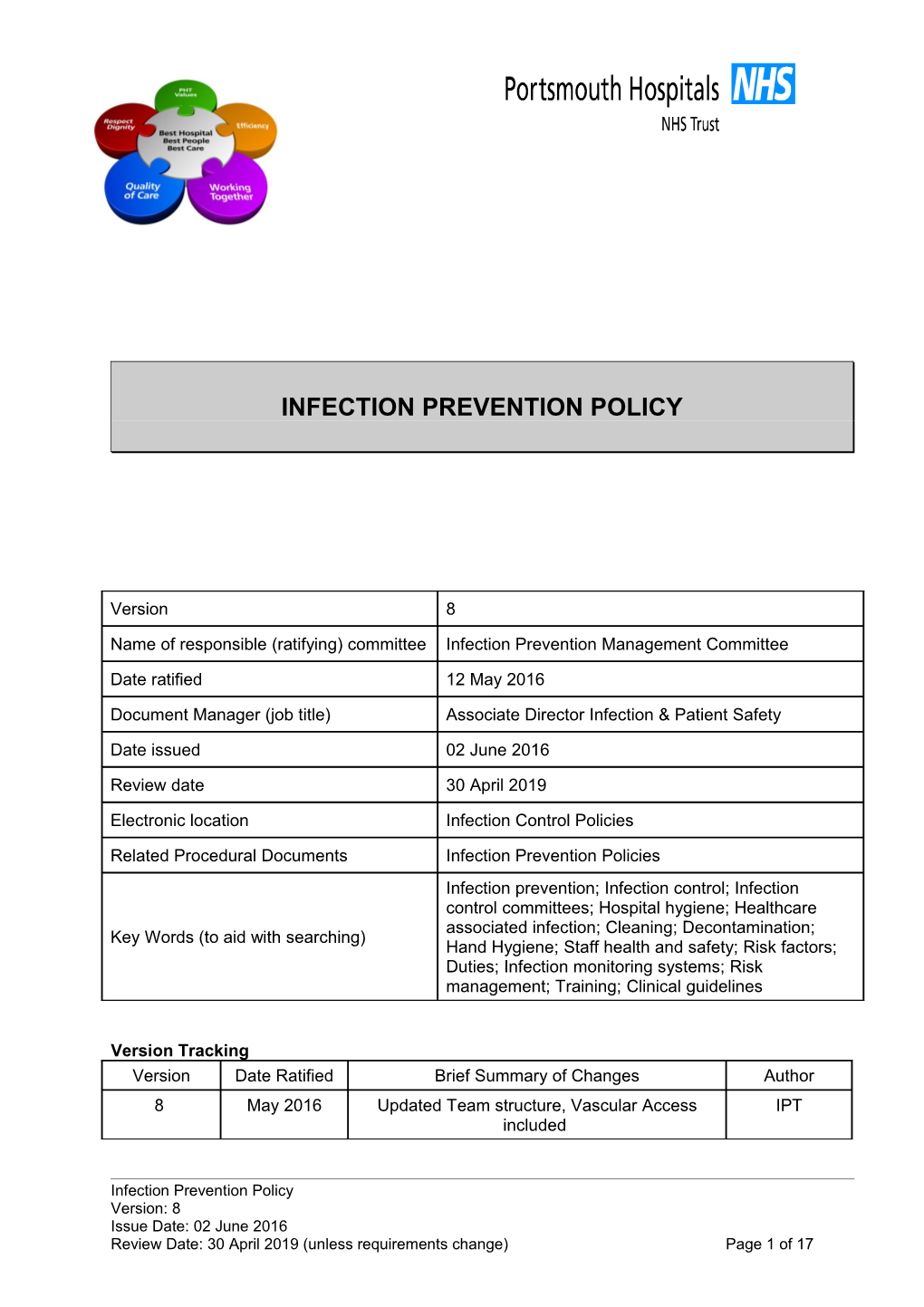 Infection Prevention and Control Policy