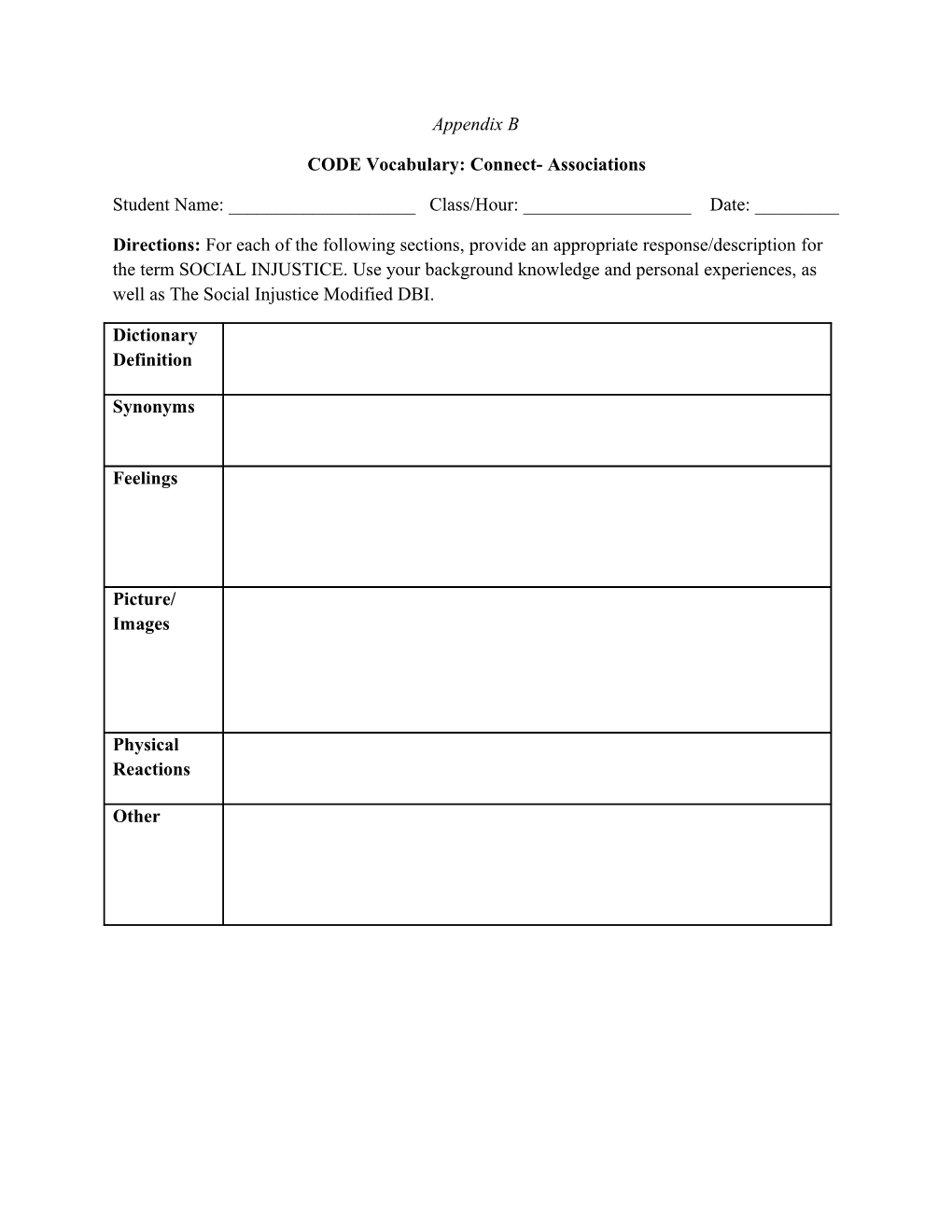 CODE Vocabulary: Connect- Associations