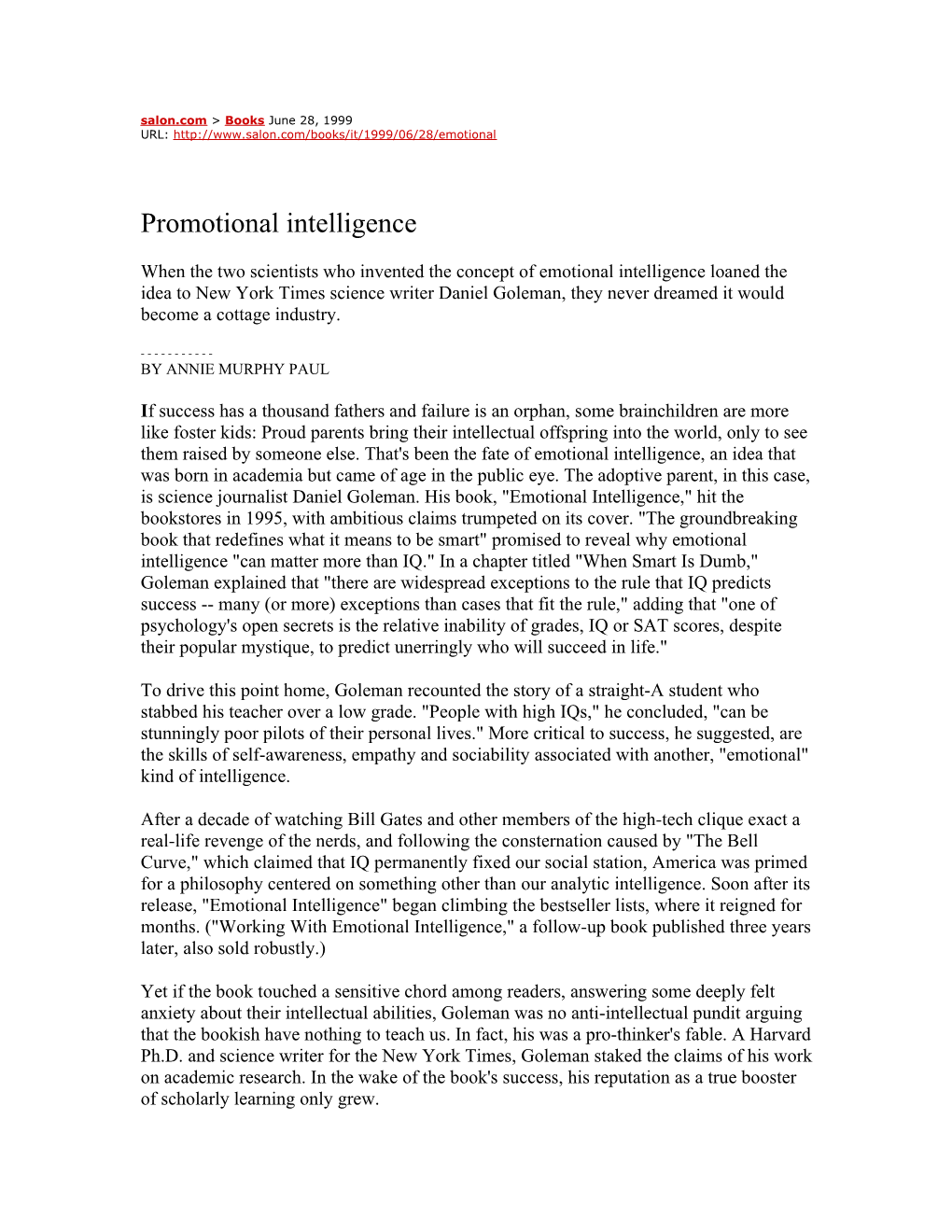 Promotional Intelligence