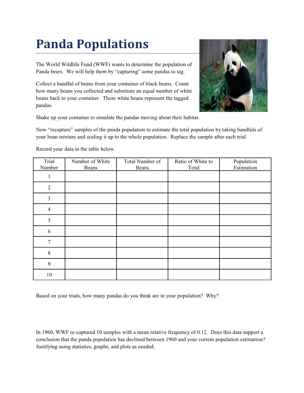 Shake up Your Container to Simulate the Pandas Moving About Their Habitat