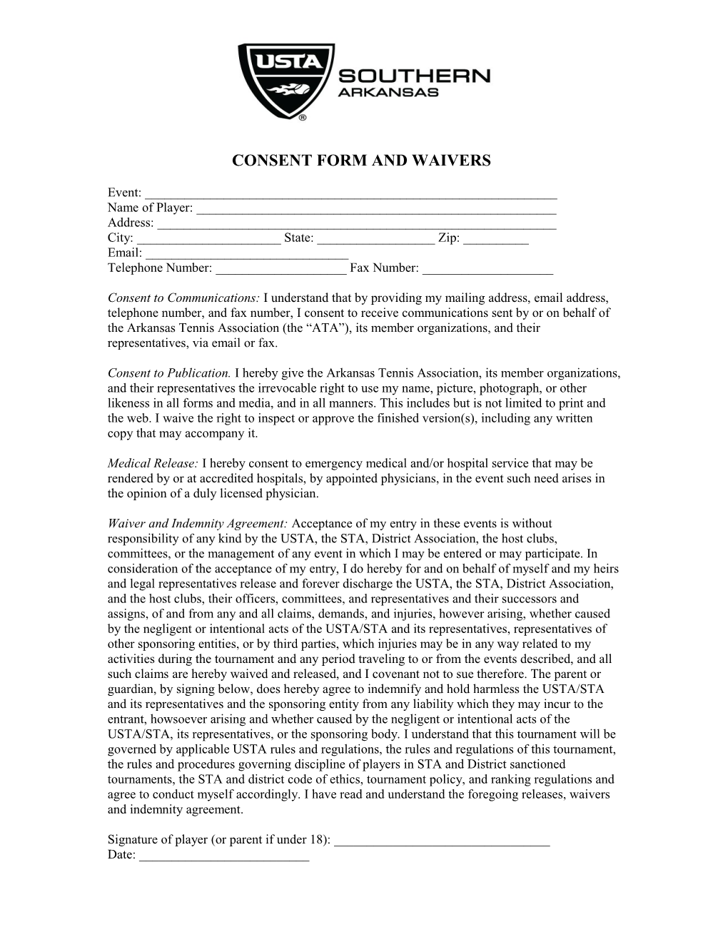 Consent Form and Waivers