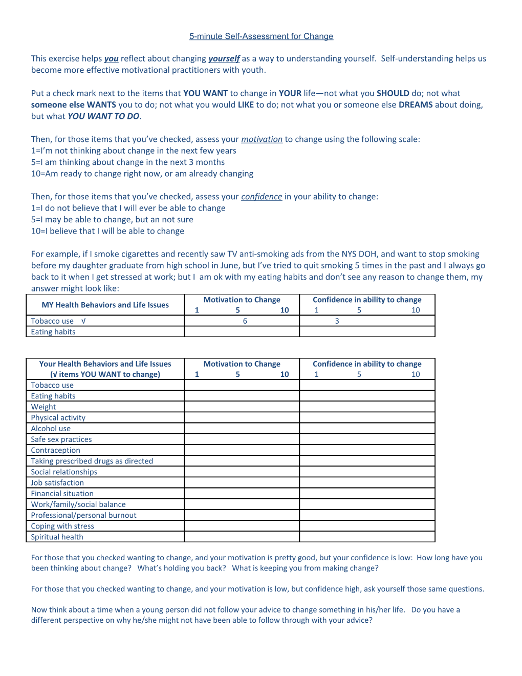 5-Minute Self-Assessment for Change