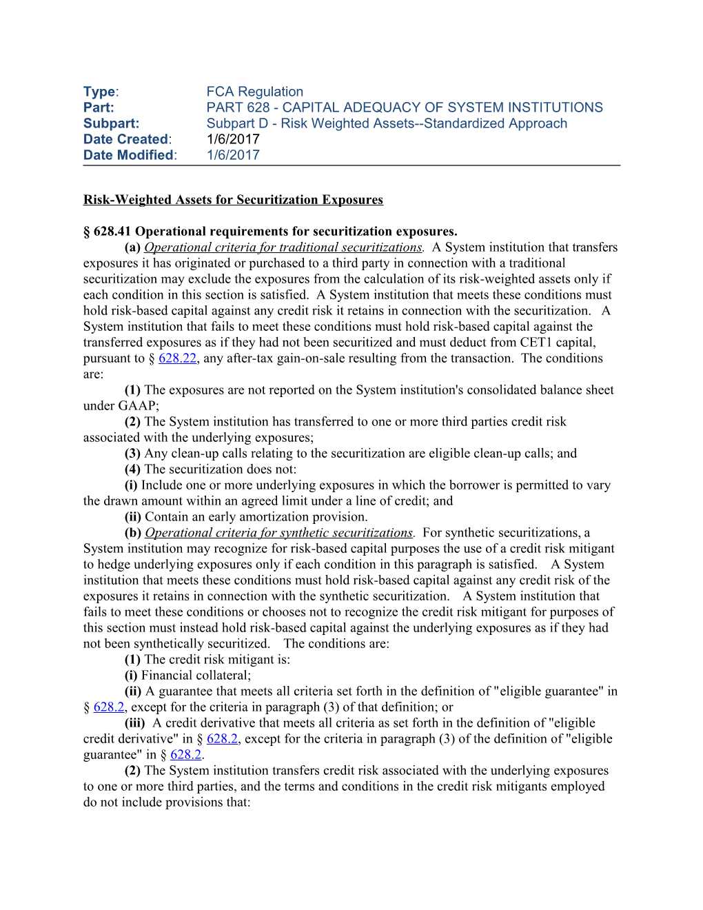 Operational Requirements for Securitization Exposures