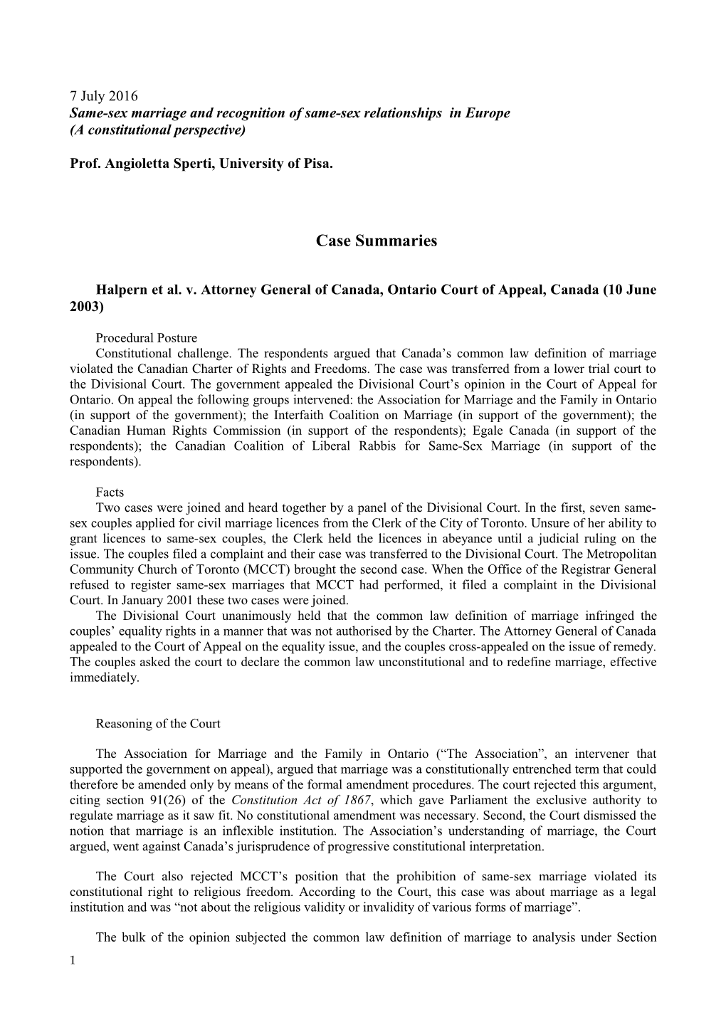 Same-Sex Marriage and Recognition of Same-Sex Relationships in Europe