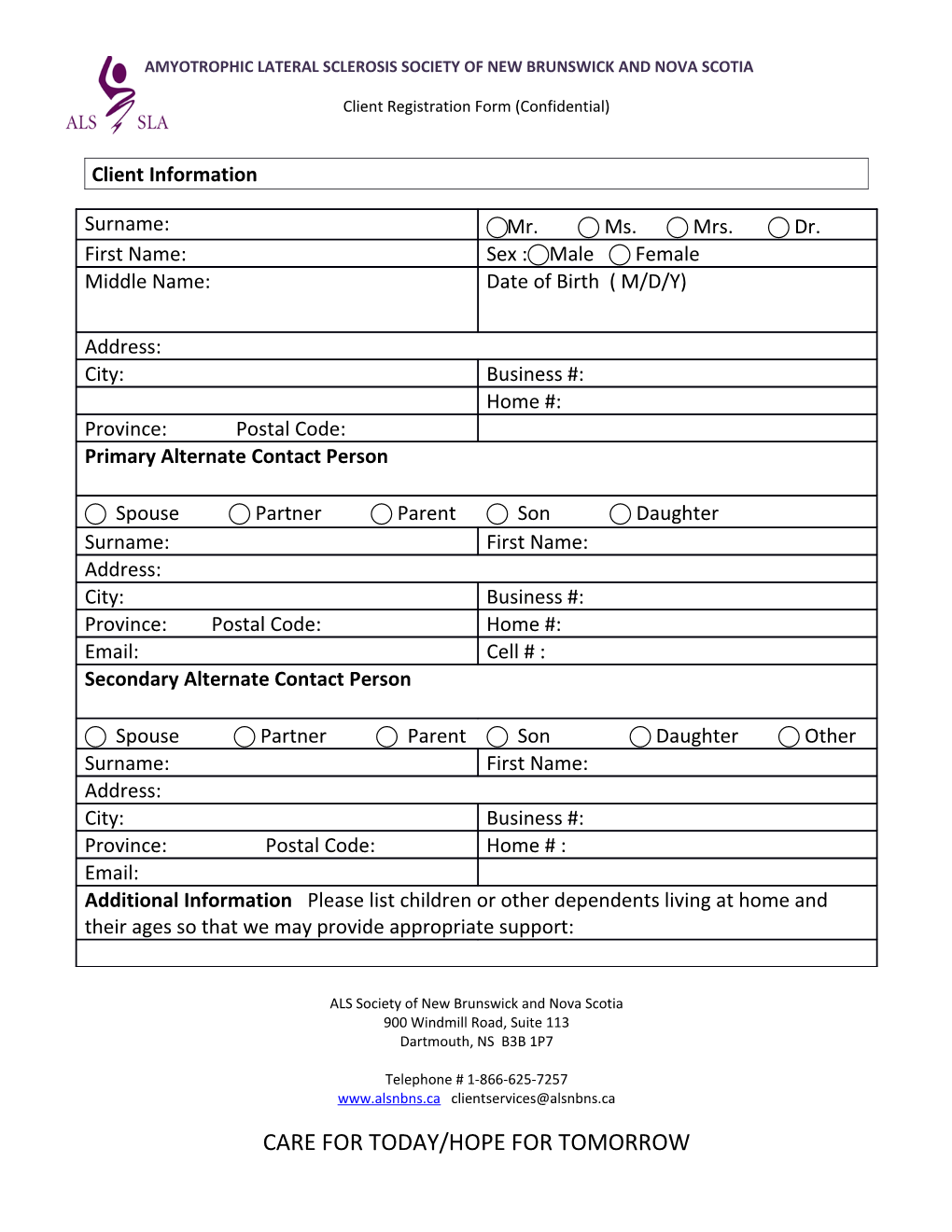 Client Registration Form (Confidential)