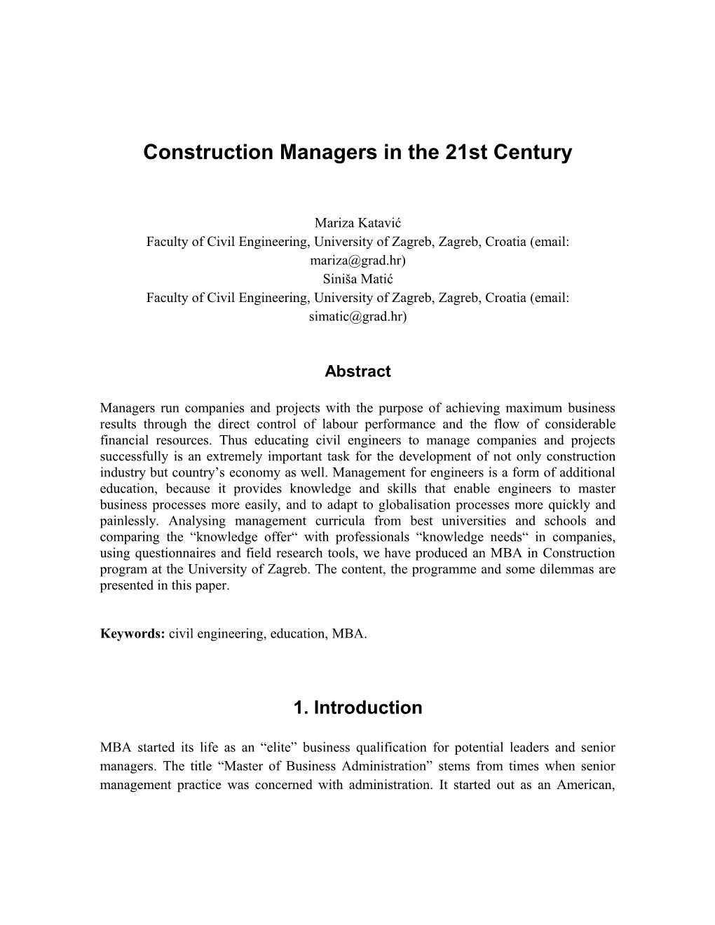 The Diffusion of B2B in the Construction Market: Organizational, Economic and Technological