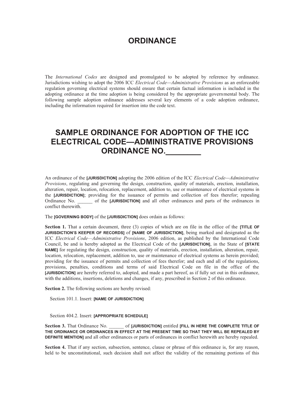 2006 ICC Electrical Code Administrative Provisions