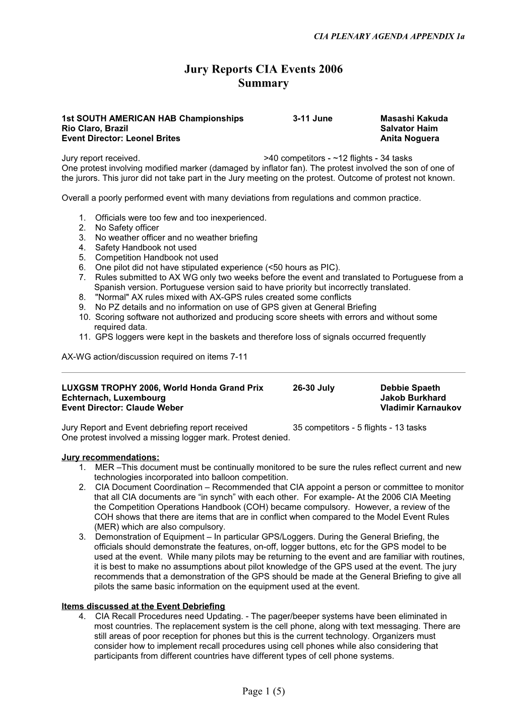 CIA PLENARY AGENDA APPENDIX 1A