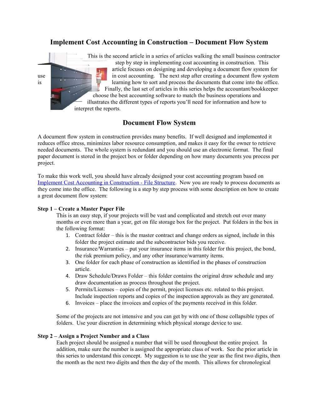 Implement Cost Accounting in Construction Document Flow System