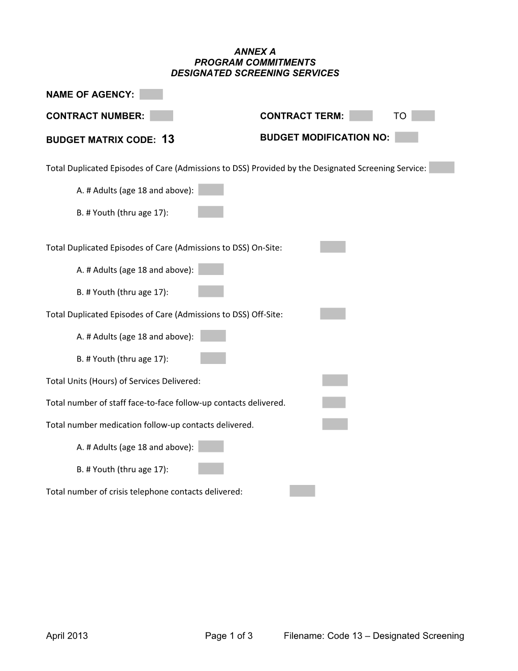 Program Commitments