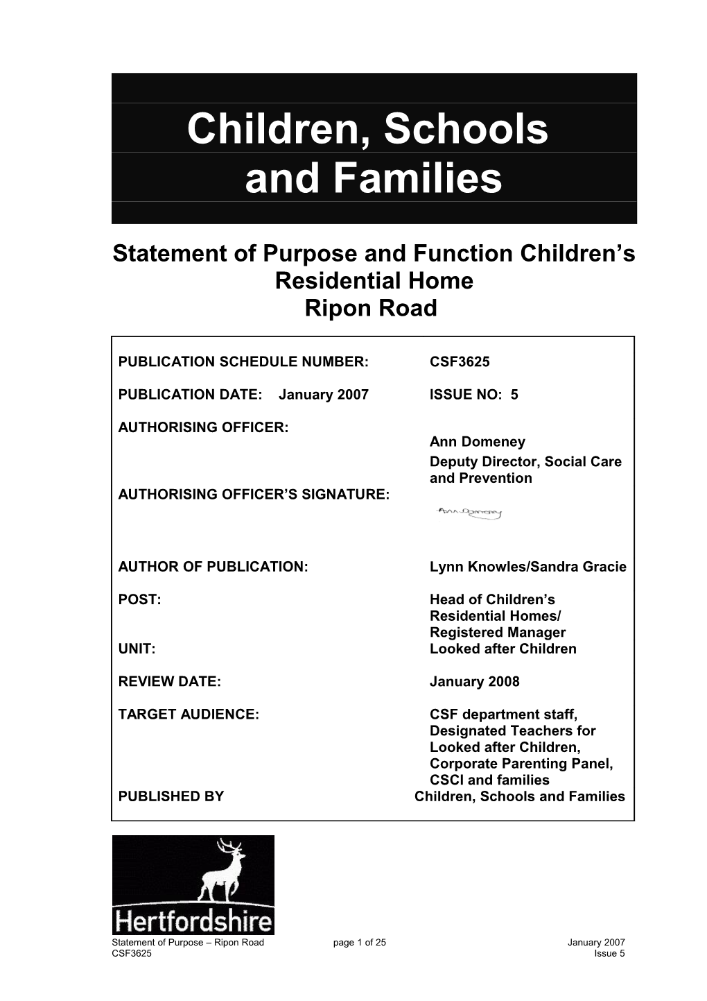 Statement of Purpose and Function Children S Residential Home