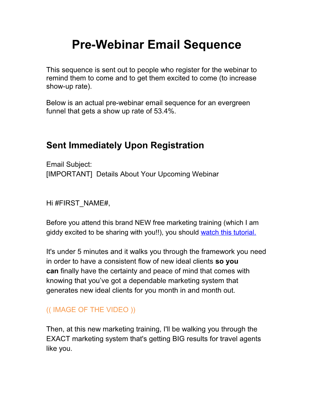 Pre-Webinar Email Sequence