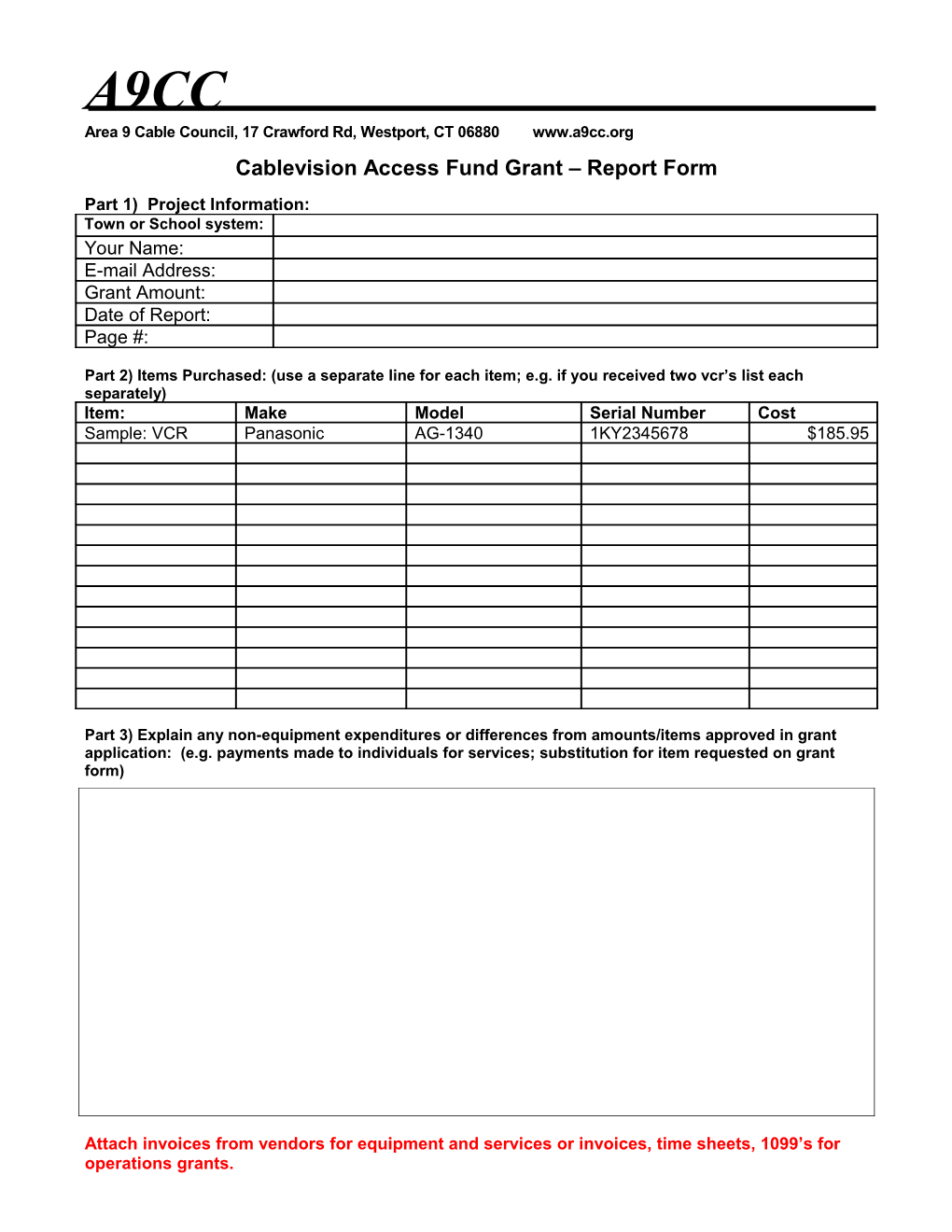 Access Fund Grant Report Form