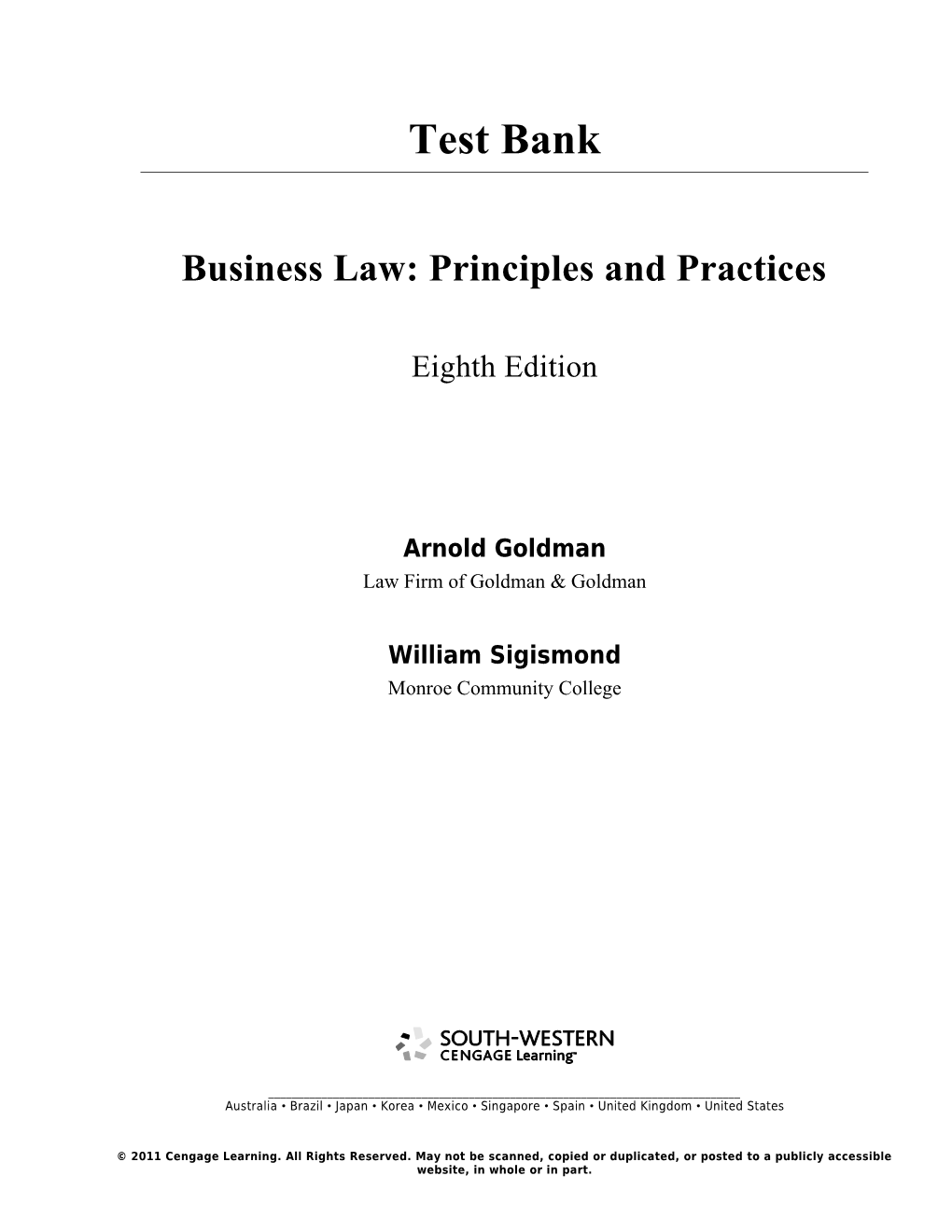 Business Law: Principles and Practices