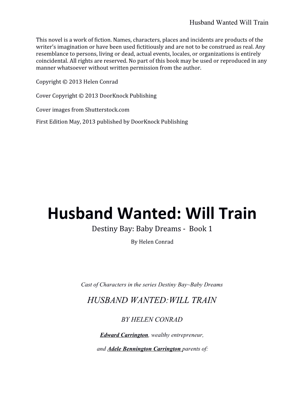 Husband Wanted Will Train
