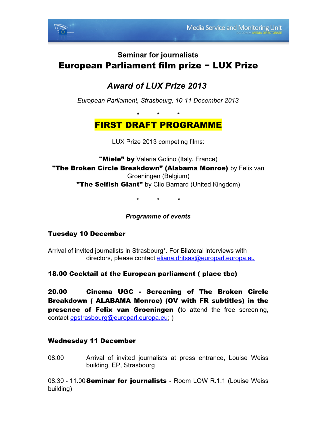 European Parliament Film Prize LUX Prize