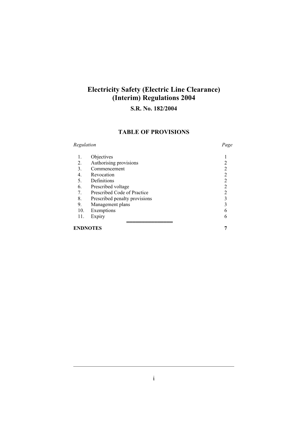 Electricity Safety (Electric Line Clearance) (Interim) Regulations 2004