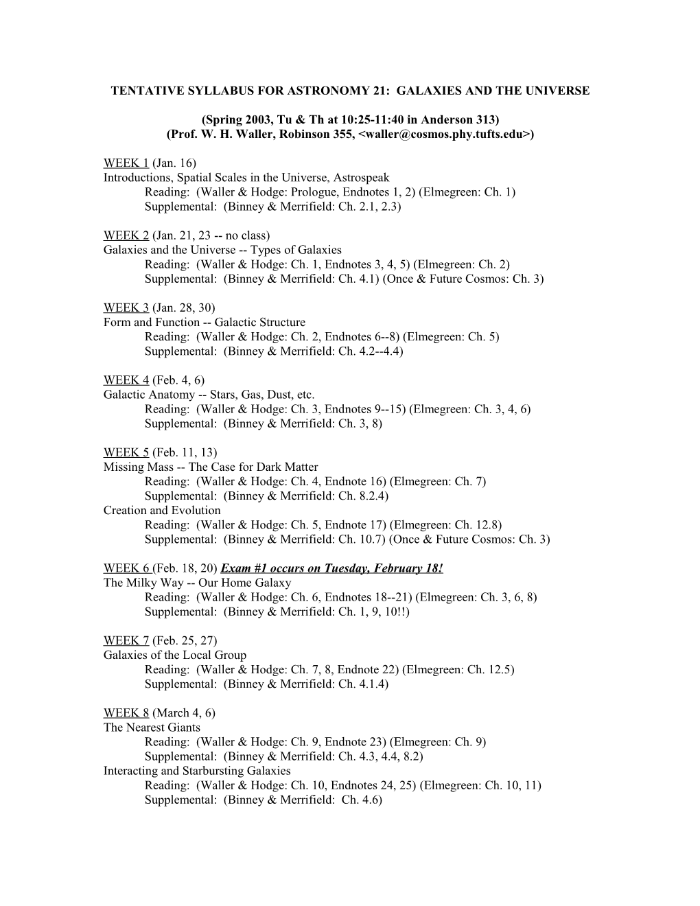 Tentative Syllabus for Astronomy 22: Stellar Astrophysics