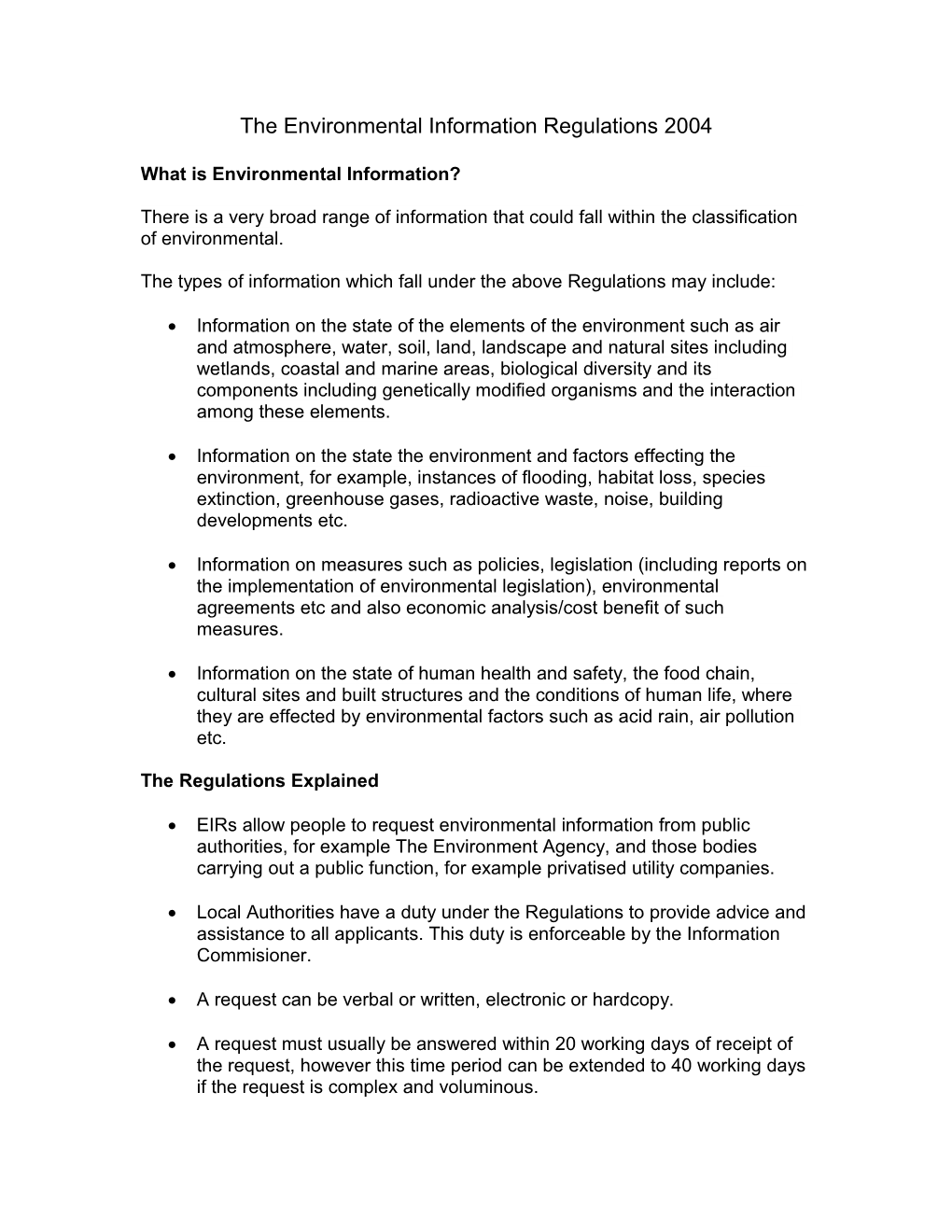 The Environmental Information Regulations 2004