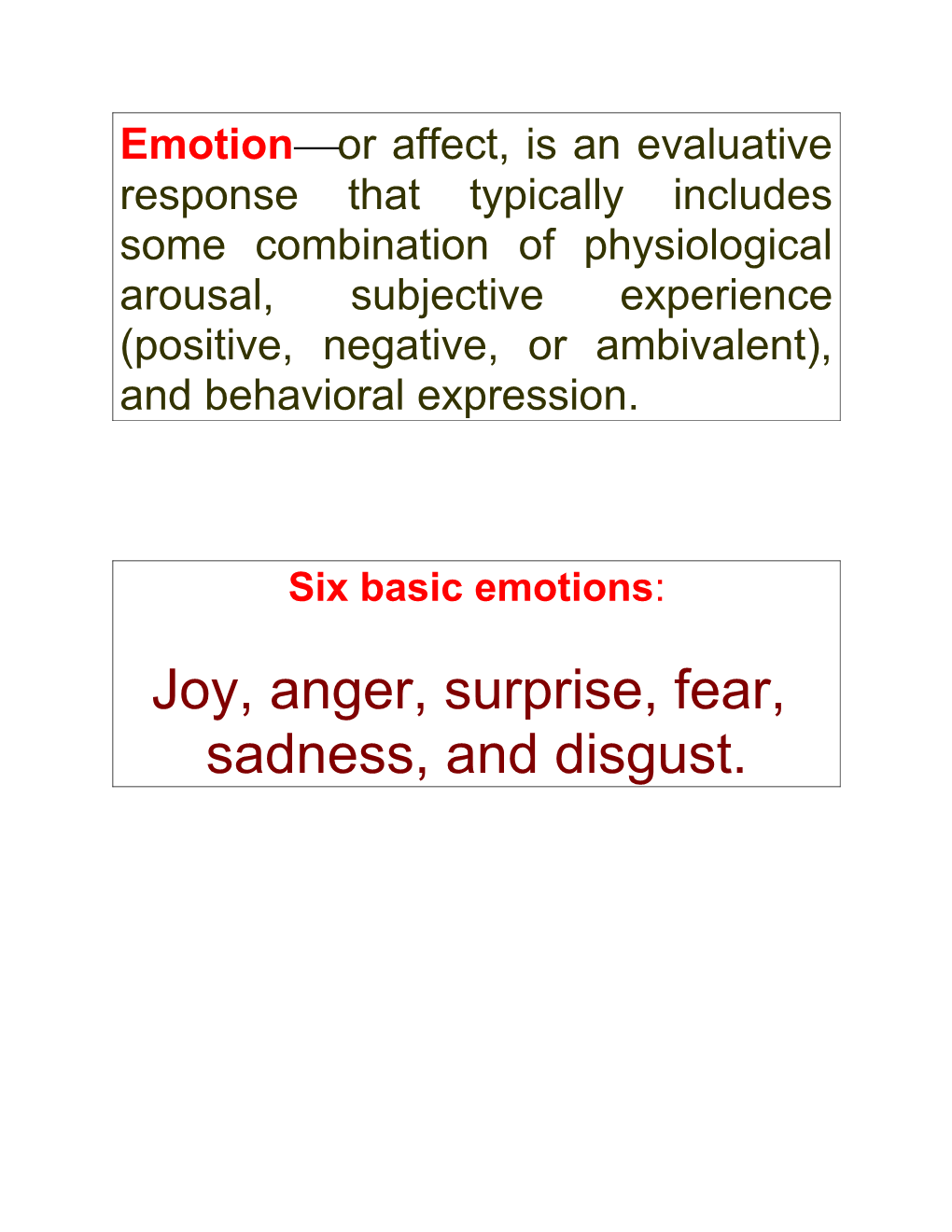 Joy, Anger, Surprise, Fear