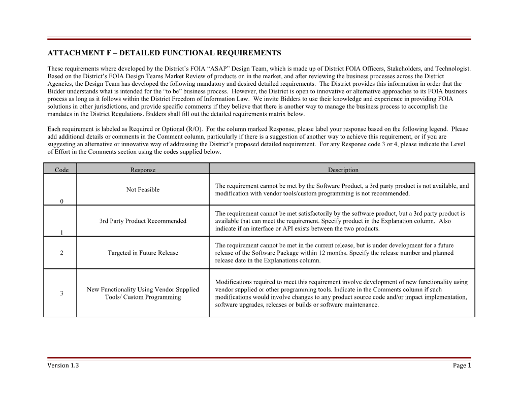 Attachment C Detailed Functional Requirements