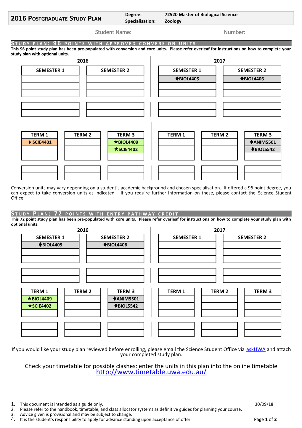 Study Plan: 96 Points with Approved Conversion Units