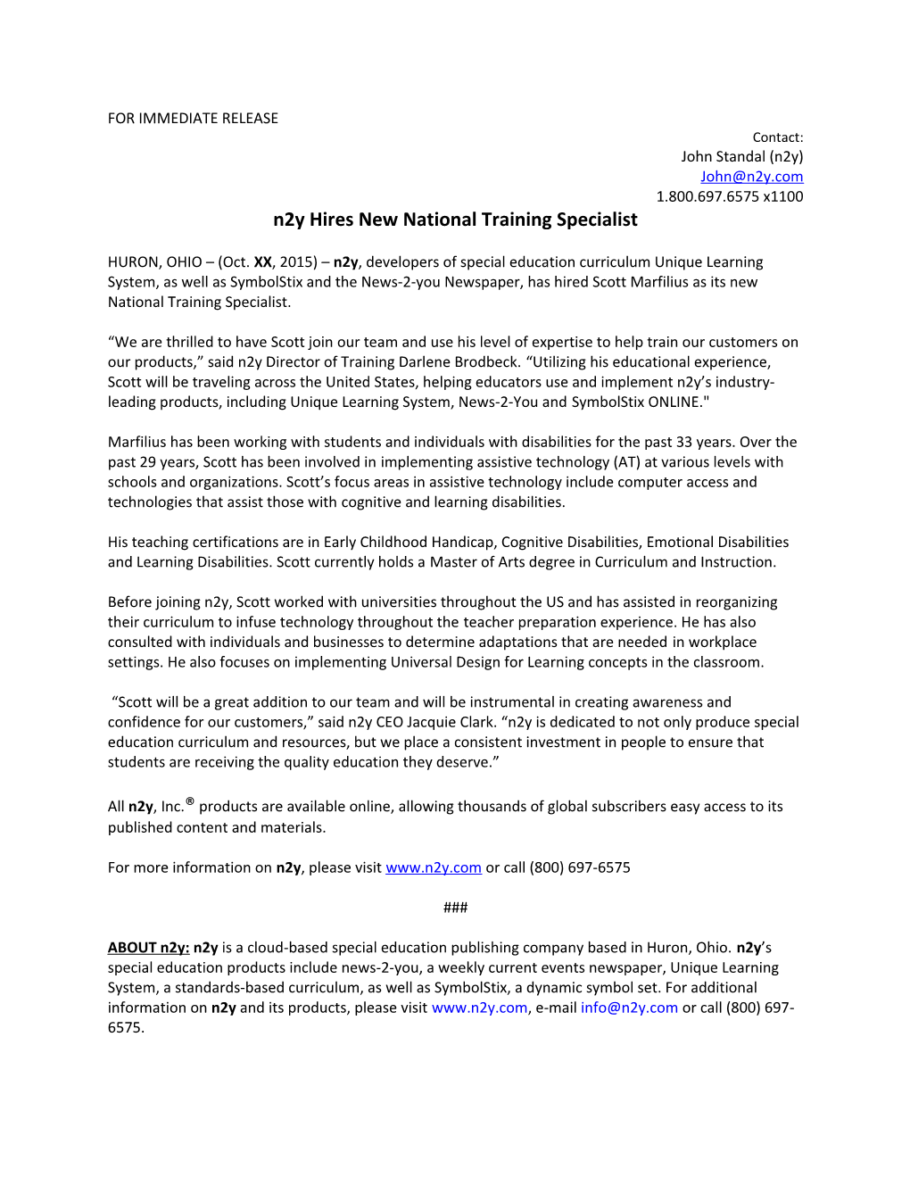 N2y Hires New National Training Specialist