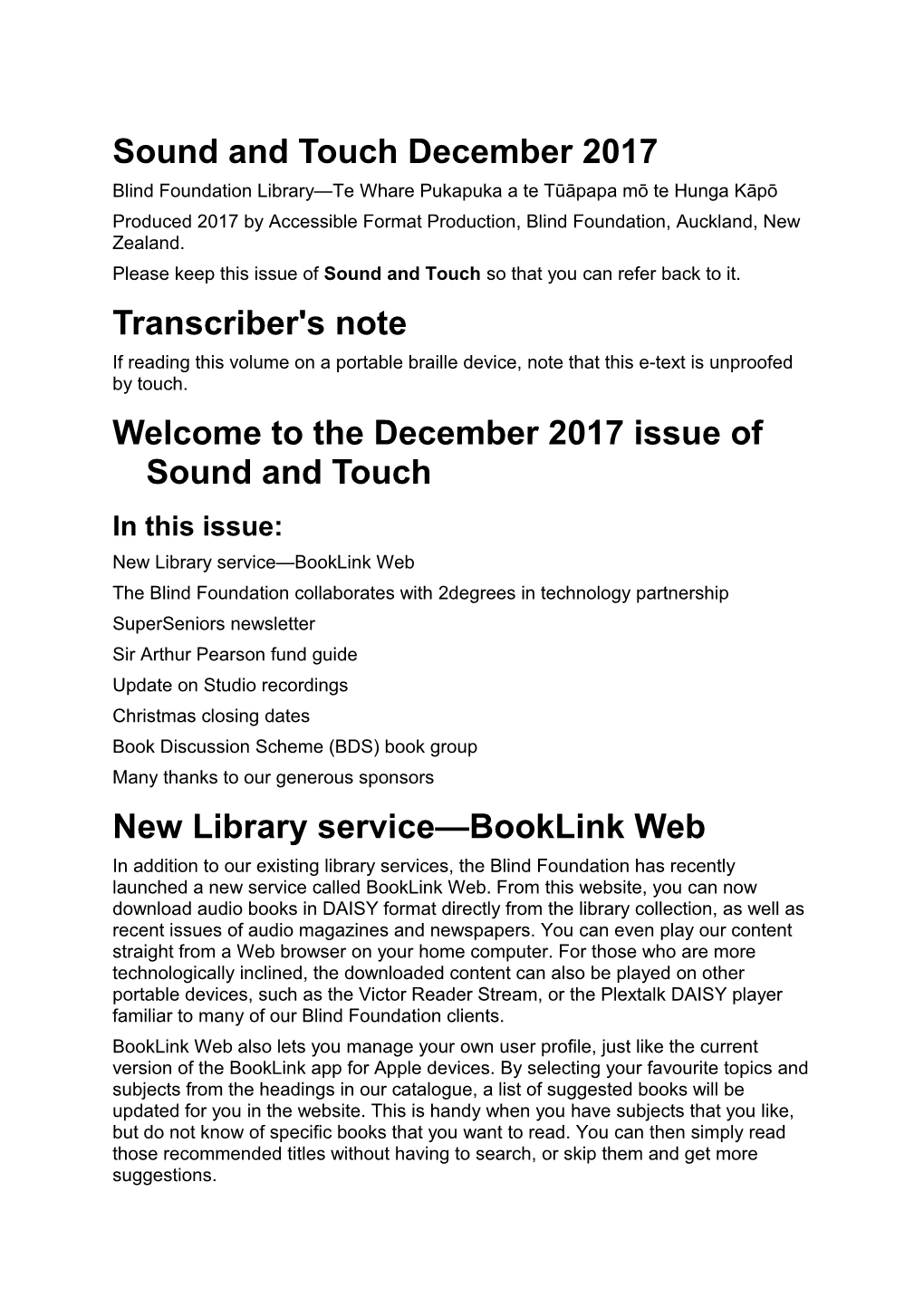 Sound and Touch December 2017