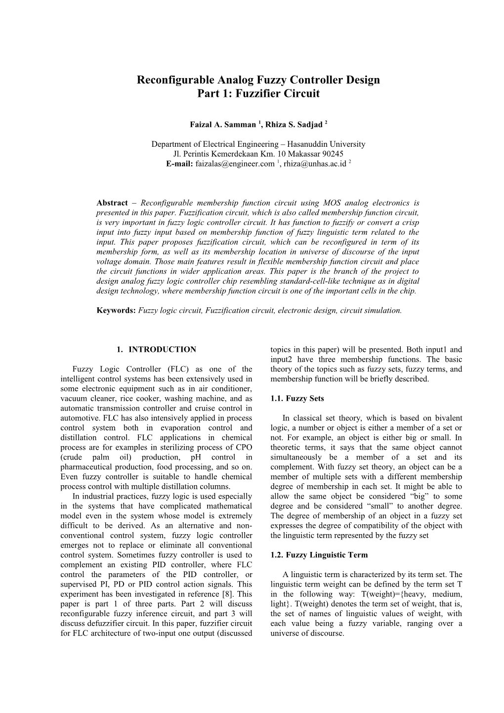 Programmable Membership Function Circuits Using Analog MOS Technology