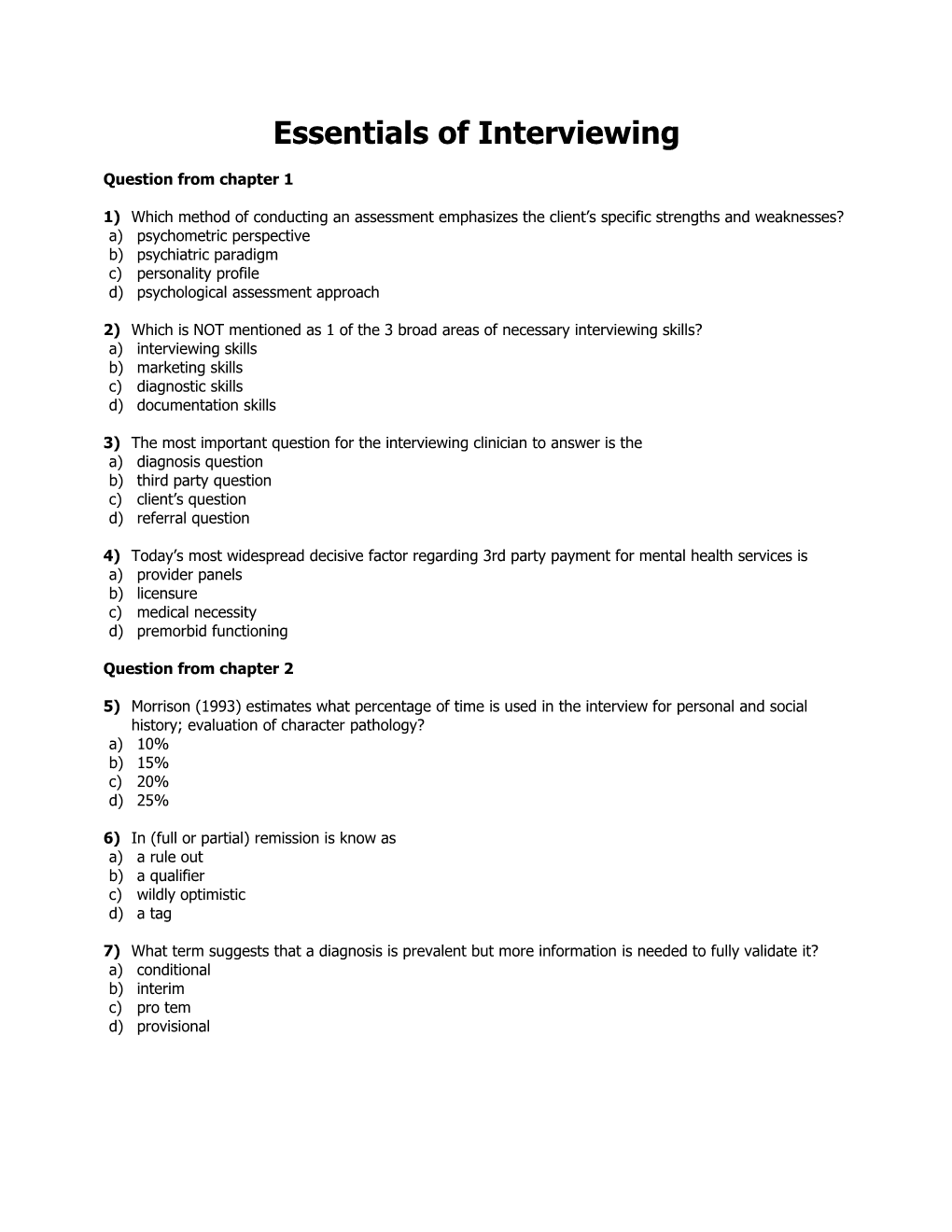 Essentials of Interviewing