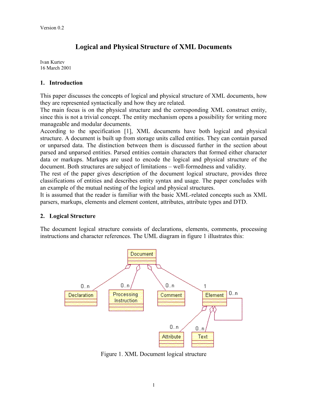 Logical and Physical Structure of XML Documents