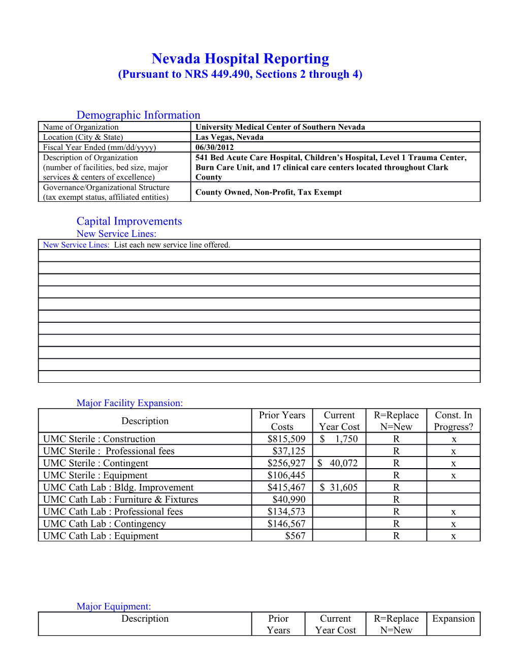 Nevada Community Benefit Reporting Template