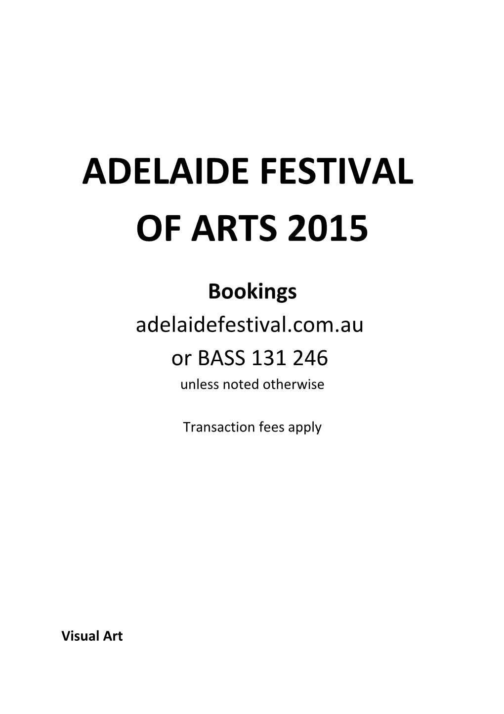 Adelaide Festival of Arts 2015