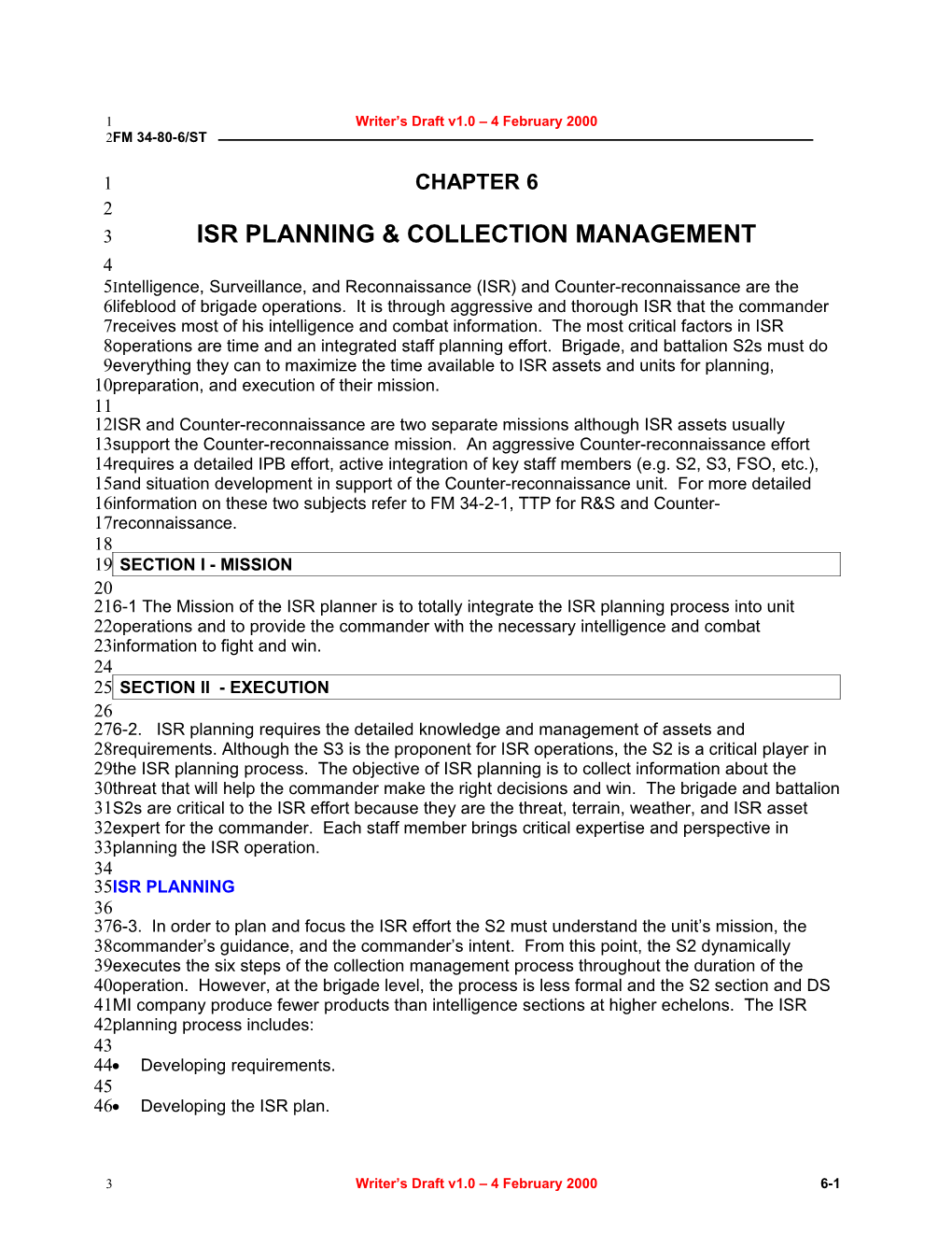 Isr Planning & Collection Management