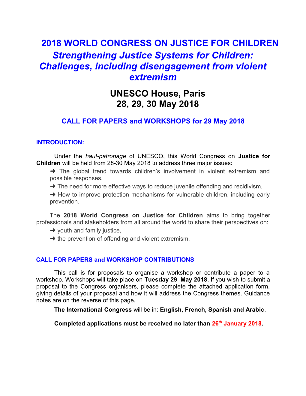 2018 World Congress on Justice for Children