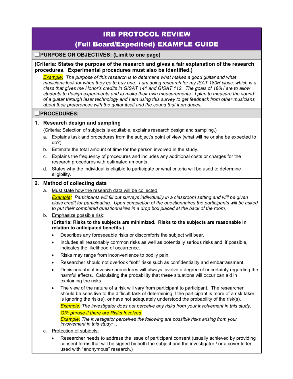 Irb Protocol Review Example Guide