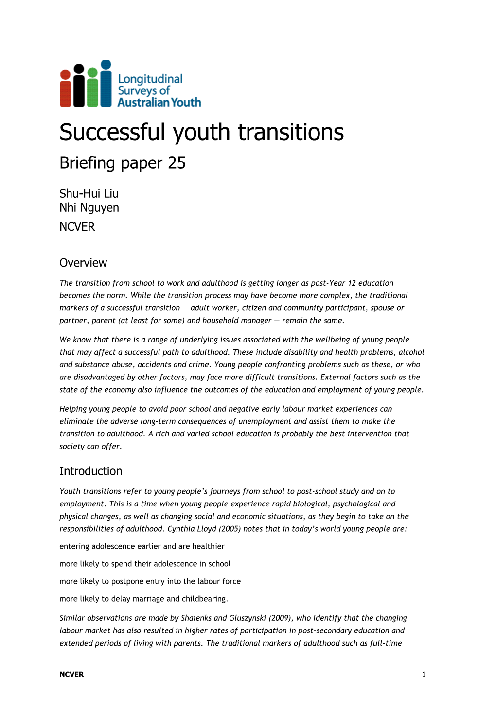 Successful Youth Transitions