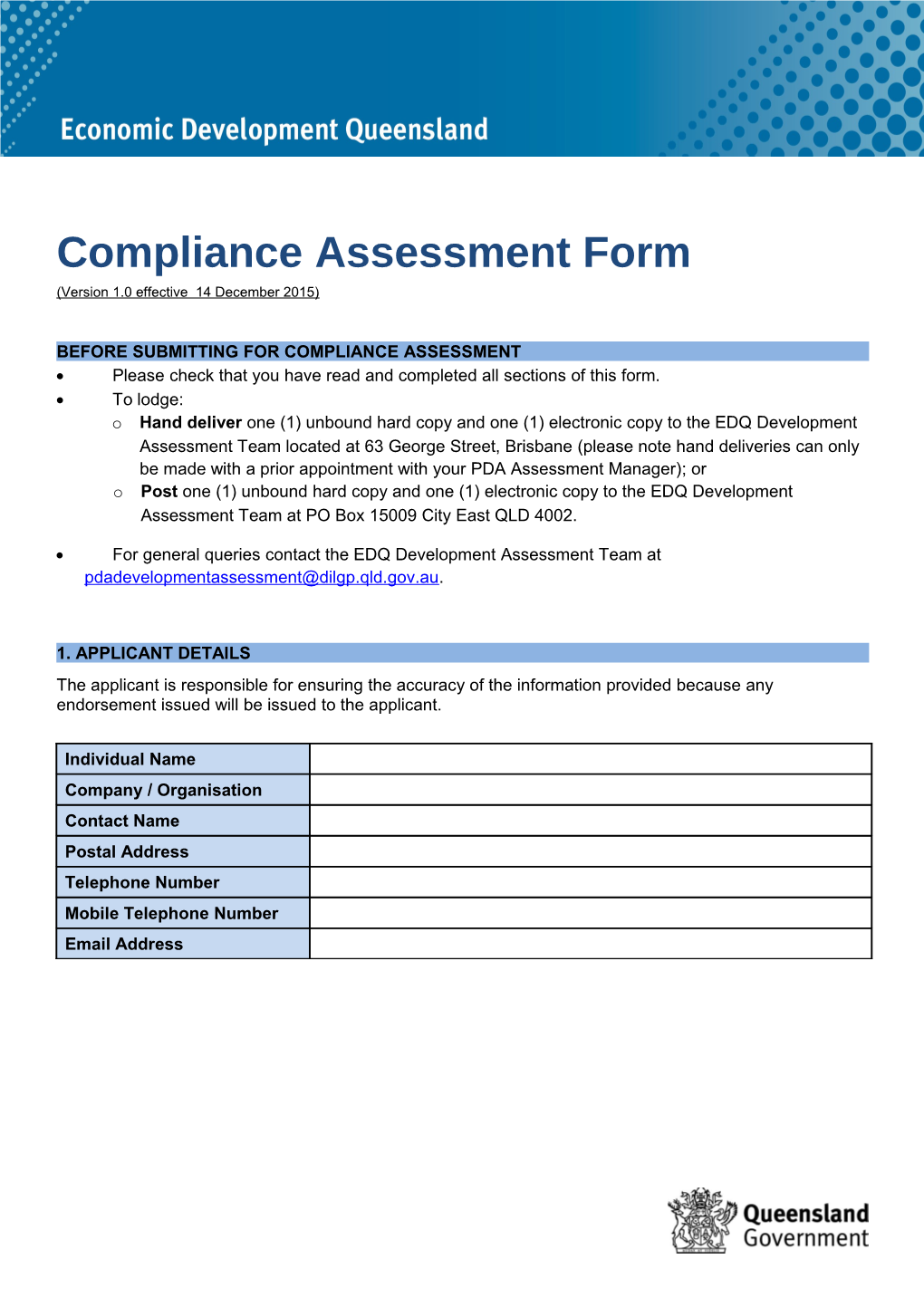 Compliance Assessment Form